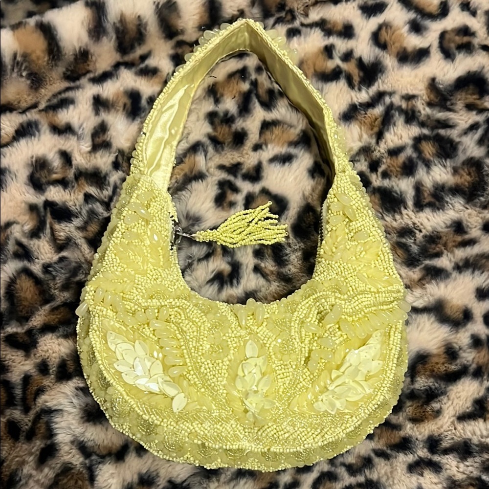 Yellow Beaded Handbag
